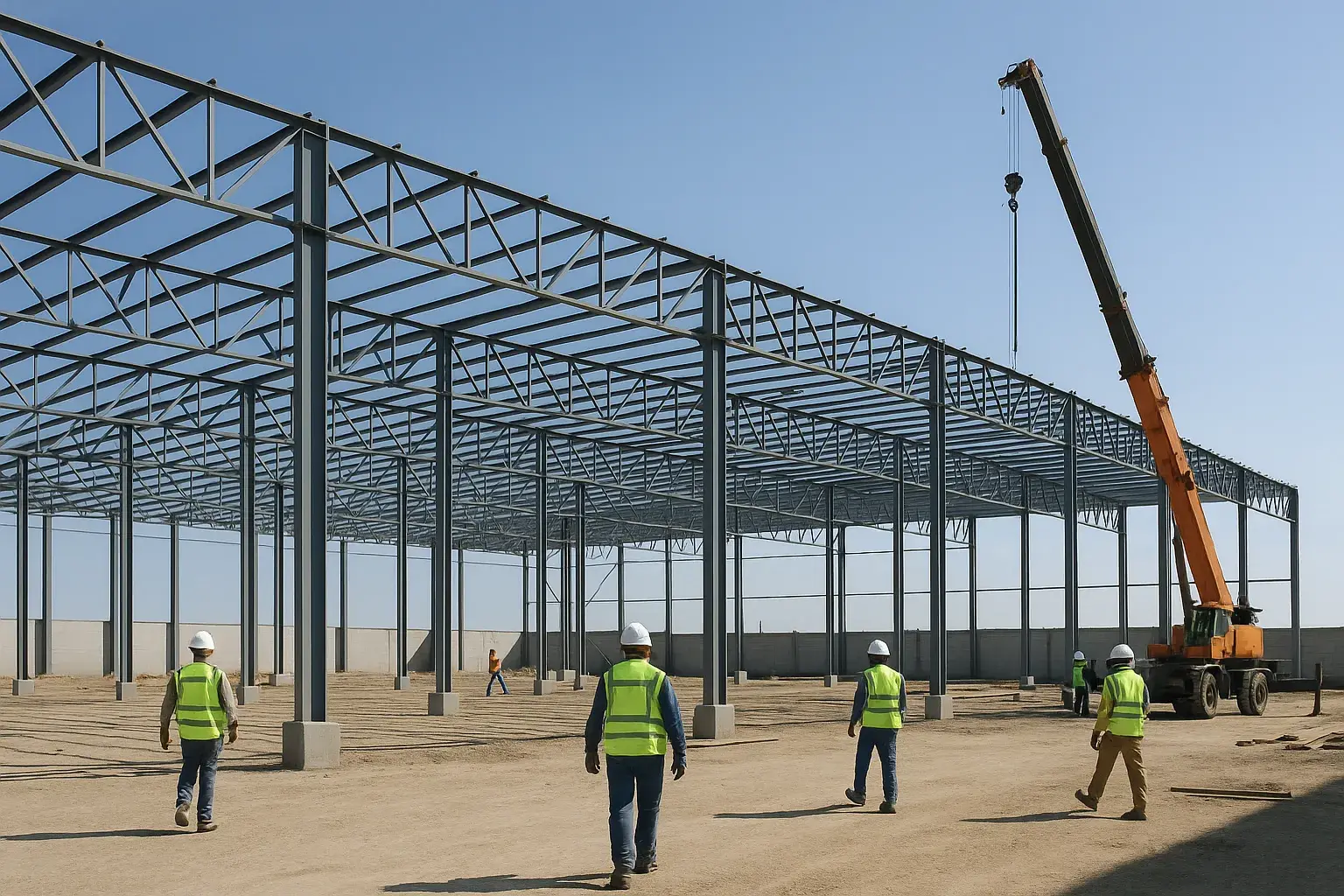 Estructura metálica de nave en construcción